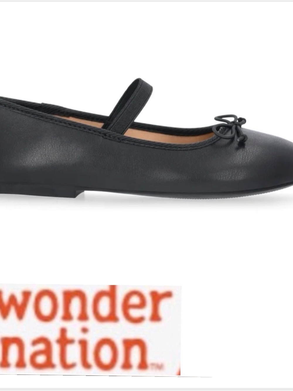 Wonder Nation Girls Black Bow Ballet Dress Shoes
